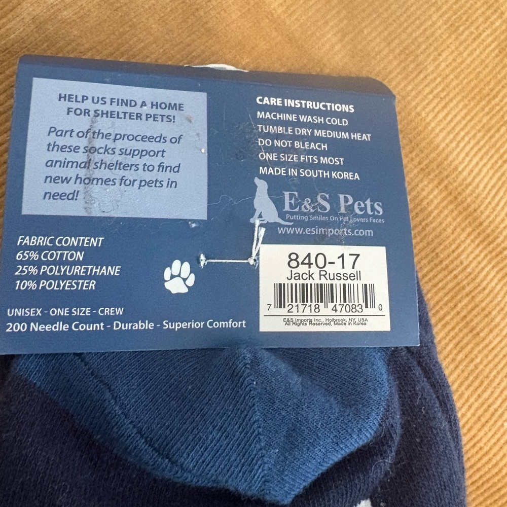NWT Life Is Better Socks - Jack Russell Dog Print (Navy) - Picture 6 of 6